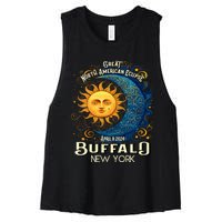 Buffalo New York 2024 Total Solar Eclipse April 8 Souvenir Women's Racerback Cropped Tank