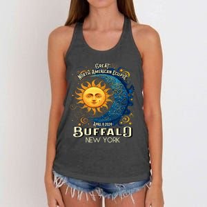 Buffalo New York 2024 Total Solar Eclipse April 8 Souvenir Women's Knotted Racerback Tank