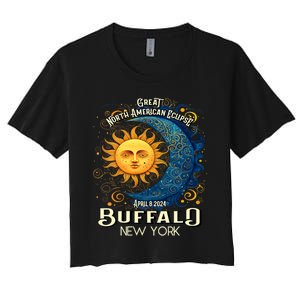 Buffalo New York 2024 Total Solar Eclipse April 8 Souvenir Women's Crop Top Tee