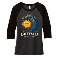 Buffalo New York 2024 Total Solar Eclipse April 8 Souvenir Women's Tri-Blend 3/4-Sleeve Raglan Shirt