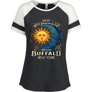 Buffalo New York 2024 Total Solar Eclipse April 8 Souvenir Enza Ladies Jersey Colorblock Tee