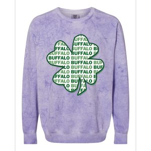 Buffalo New York St Patrick's Day 4 Leaf Clover Colorblast Crewneck Sweatshirt