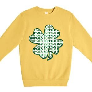 Buffalo New York St Patrick's Day 4 Leaf Clover Premium Crewneck Sweatshirt