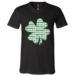 Buffalo New York St Patrick's Day 4 Leaf Clover V-Neck T-Shirt