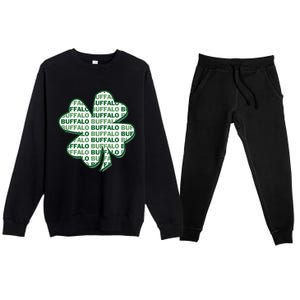 Buffalo New York St Patrick's Day 4 Leaf Clover Premium Crewneck Sweatsuit Set