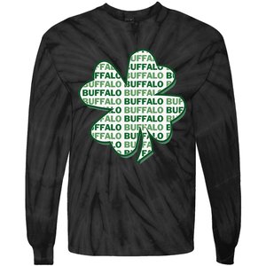 Buffalo New York St Patrick's Day 4 Leaf Clover Tie-Dye Long Sleeve Shirt