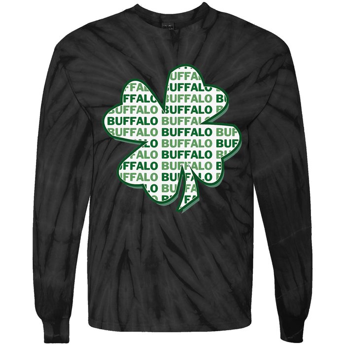 Buffalo New York St Patrick's Day 4 Leaf Clover Tie-Dye Long Sleeve Shirt