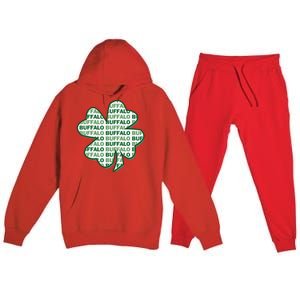 Buffalo New York St Patrick's Day 4 Leaf Clover Premium Hooded Sweatsuit Set