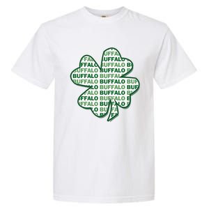 Buffalo New York St Patrick's Day 4 Leaf Clover Garment-Dyed Heavyweight T-Shirt