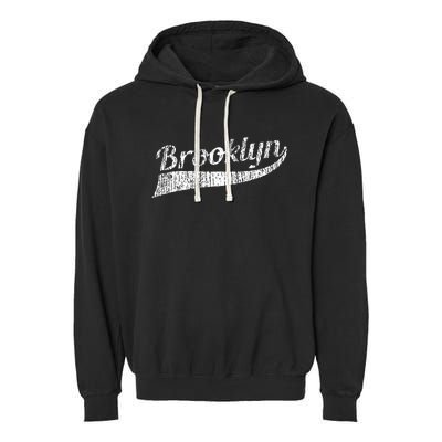 Brooklyn New York Vintage Souvenir Gift Garment-Dyed Fleece Hoodie