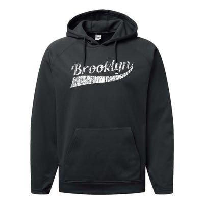 Brooklyn New York Vintage Souvenir Gift Performance Fleece Hoodie