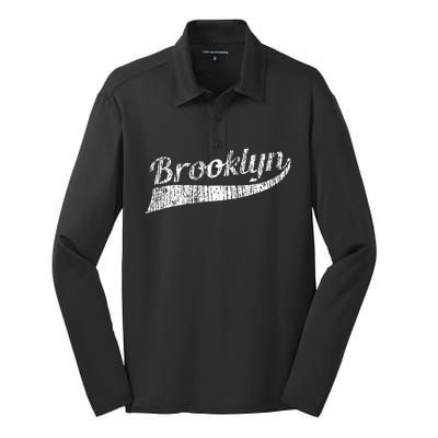 Brooklyn New York Vintage Souvenir Gift Silk Touch Performance Long Sleeve Polo