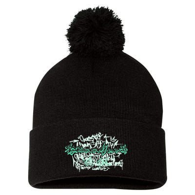 Brooklyn New York . Brooklyn Graffiti Art Pom Pom 12in Knit Beanie
