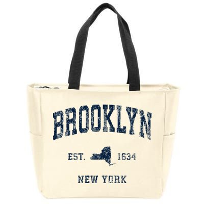 Brooklyn New York Ny Vintage Athletic Sports Zip Tote Bag