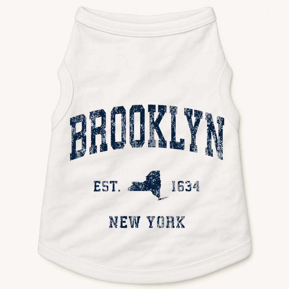 Brooklyn New York Ny Vintage Athletic Sports Doggie Tank