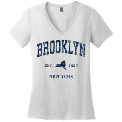 Brooklyn New York Ny Vintage Athletic Sports Women's V-Neck T-Shirt