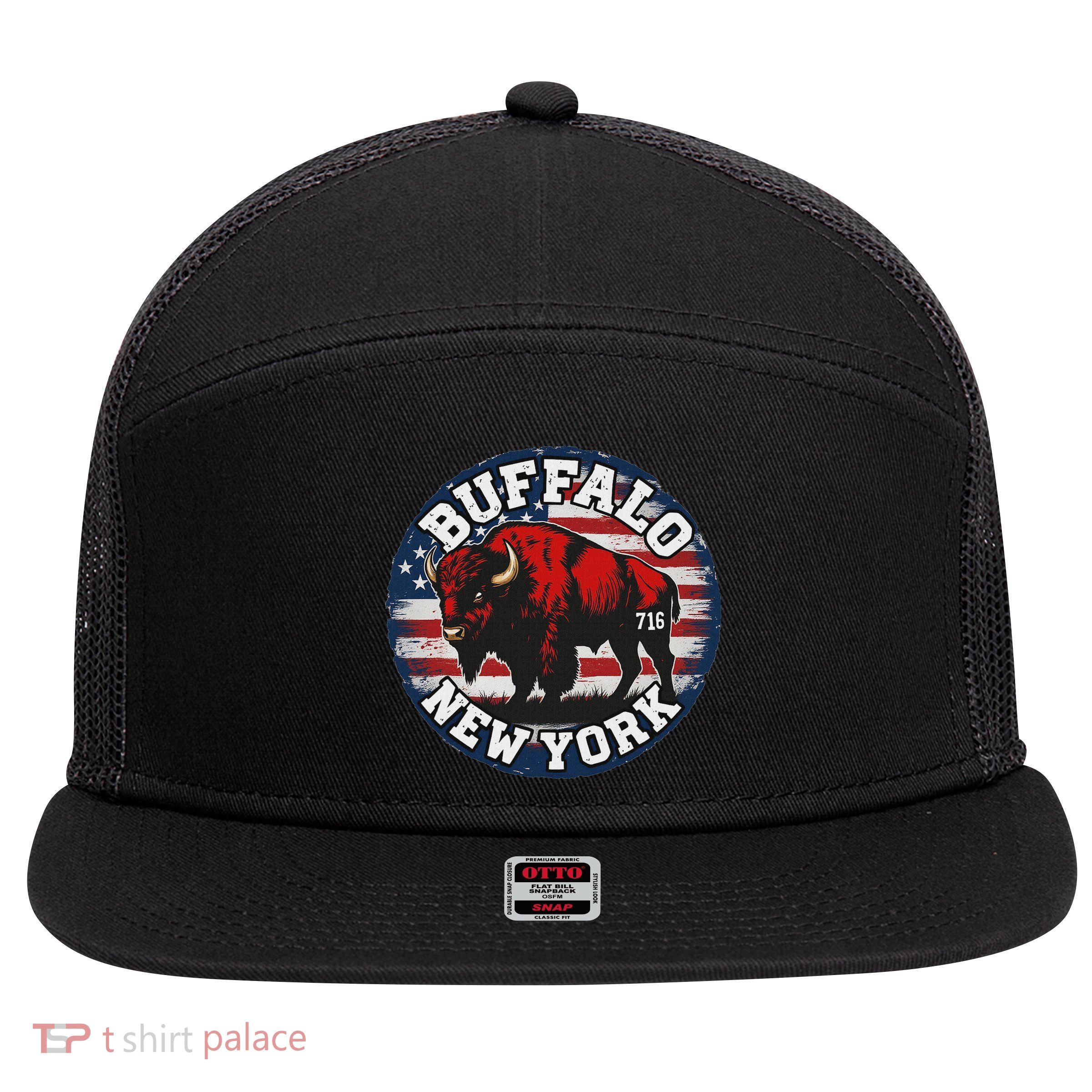 Buffalo New York 716 Area Code Bison Wny Bflo Pride 7 Panel Mesh Trucker Snapback Hat