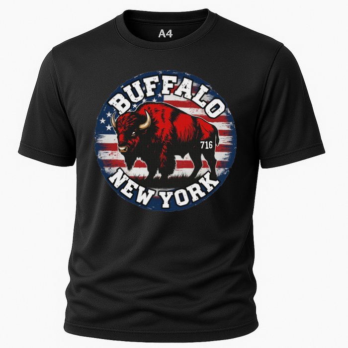 Buffalo New York 716 Area Code Bison Wny Bflo Pride Cooling Performance Crew T-Shirt