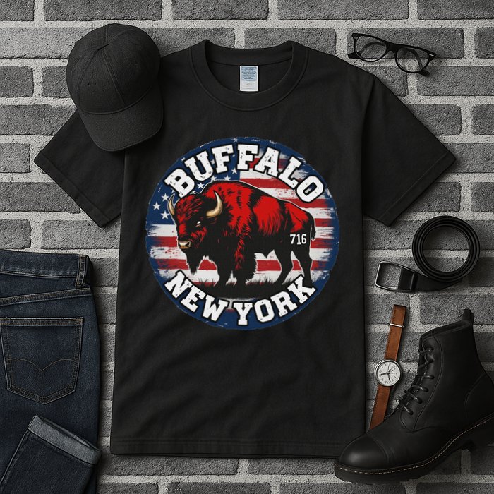 Buffalo New York 716 Area Code Bison Wny Bflo Pride Tall T-Shirt