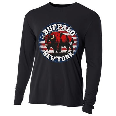 Buffalo New York 716 Area Code Bison Wny Bflo Pride Cooling Performance Long Sleeve Crew