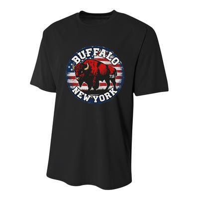 Buffalo New York 716 Area Code Bison Wny Bflo Pride Youth Performance Sprint T-Shirt