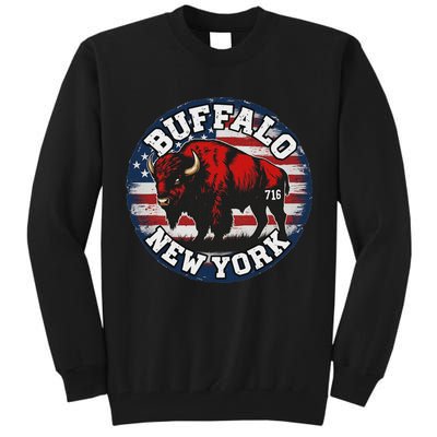 Buffalo New York 716 Area Code Bison Wny Bflo Pride Tall Sweatshirt