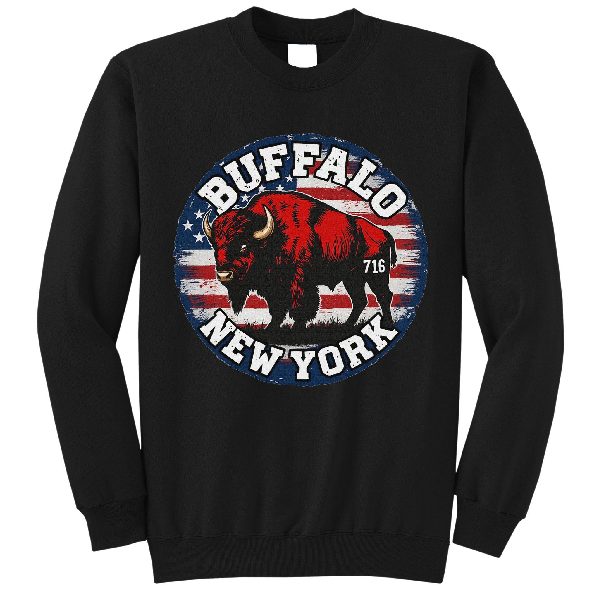 Buffalo New York 716 Area Code Bison Wny Bflo Pride Tall Sweatshirt