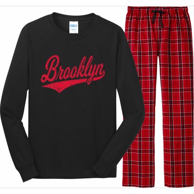 Brooklyn New York Ny Varsity Script Classic Sport Jersey Long Sleeve Pajama Set