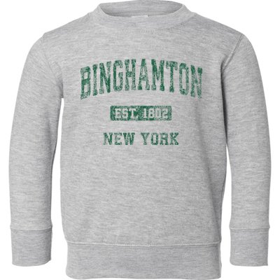 Binghamton New York Ny Vintage Athletic Sports Design Toddler Sweatshirt
