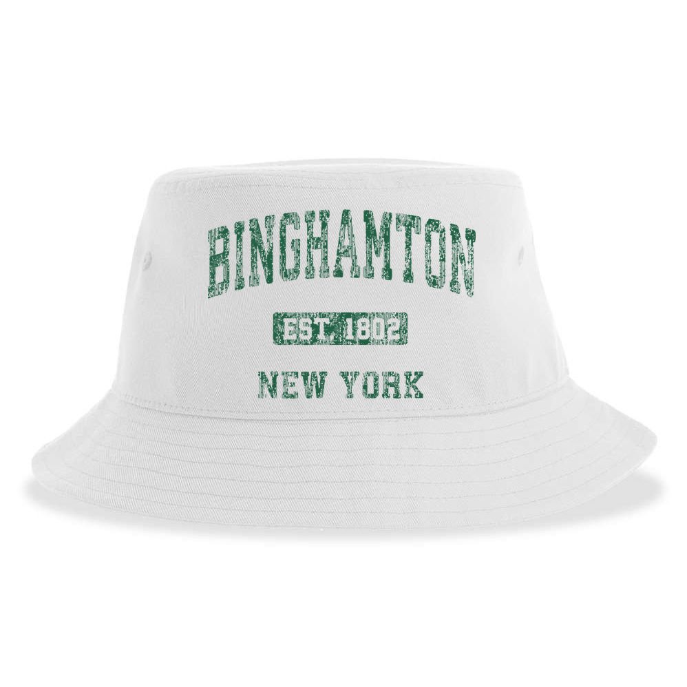 Binghamton New York Ny Vintage Athletic Sports Design Sustainable Bucket Hat