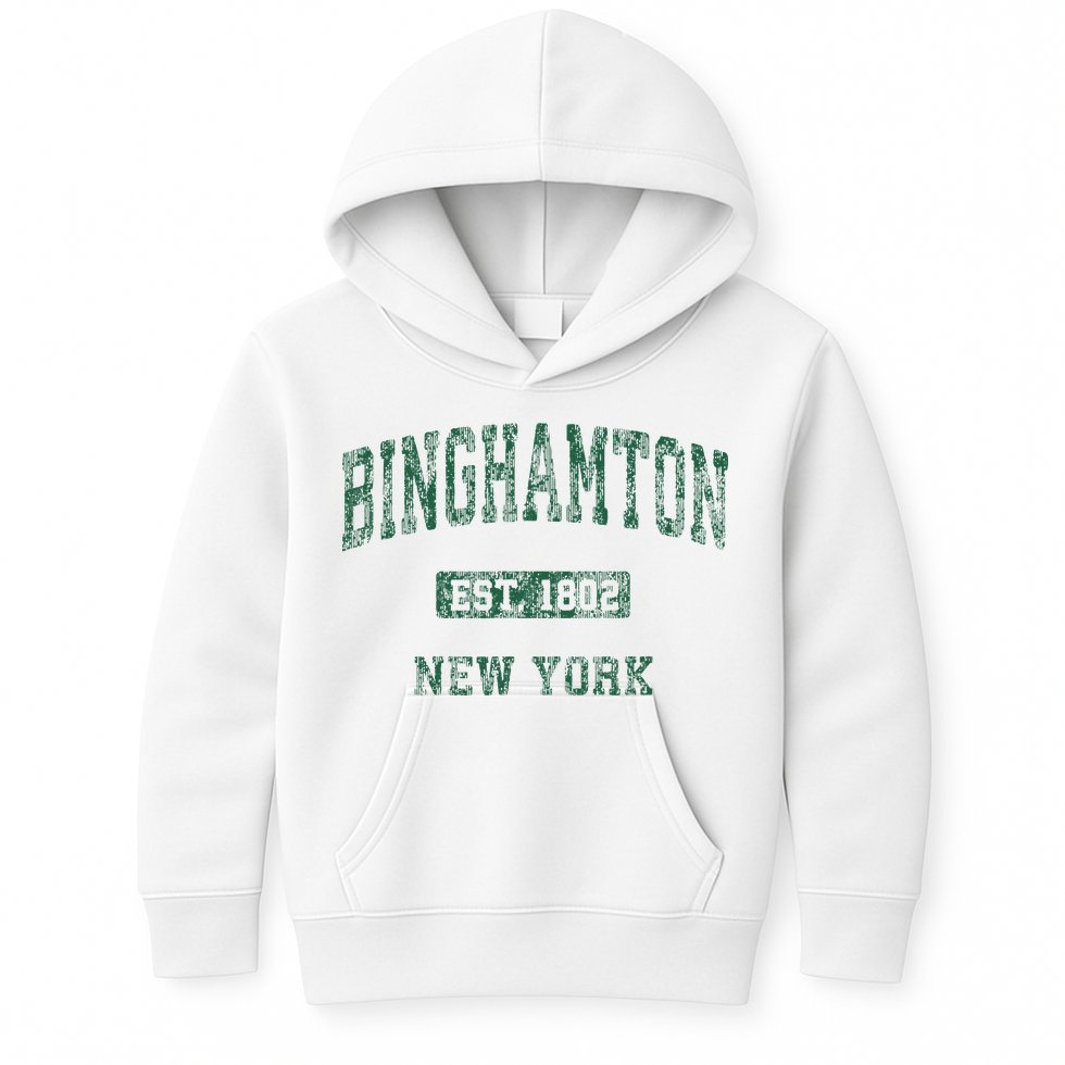 Binghamton New York Ny Vintage Athletic Sports Design Kids Hoodie