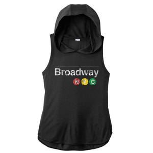 BROADWAY New York NYC Worn Design  Ladies PosiCharge Tri-Blend Wicking Draft Hoodie Tank