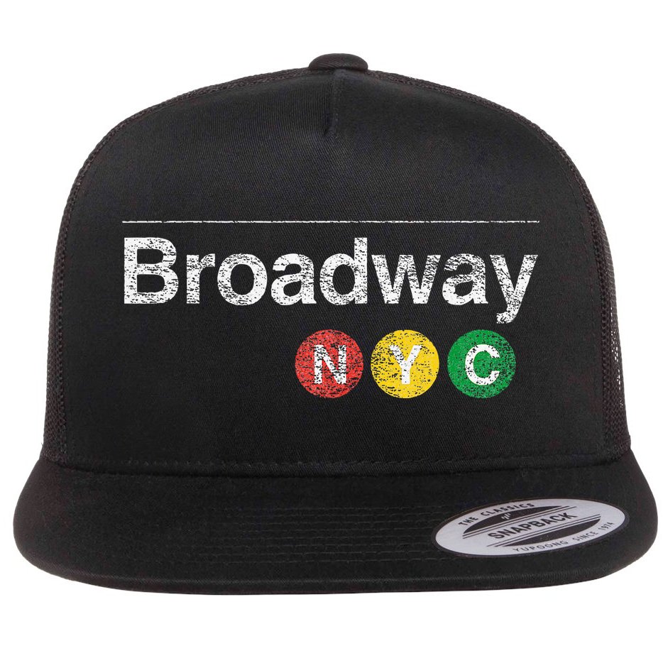 BROADWAY New York NYC Worn Design  Flat Bill Trucker Hat