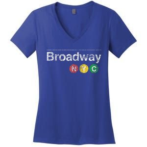 BROADWAY New York NYC Worn Design  Women's V-Neck T-Shirt