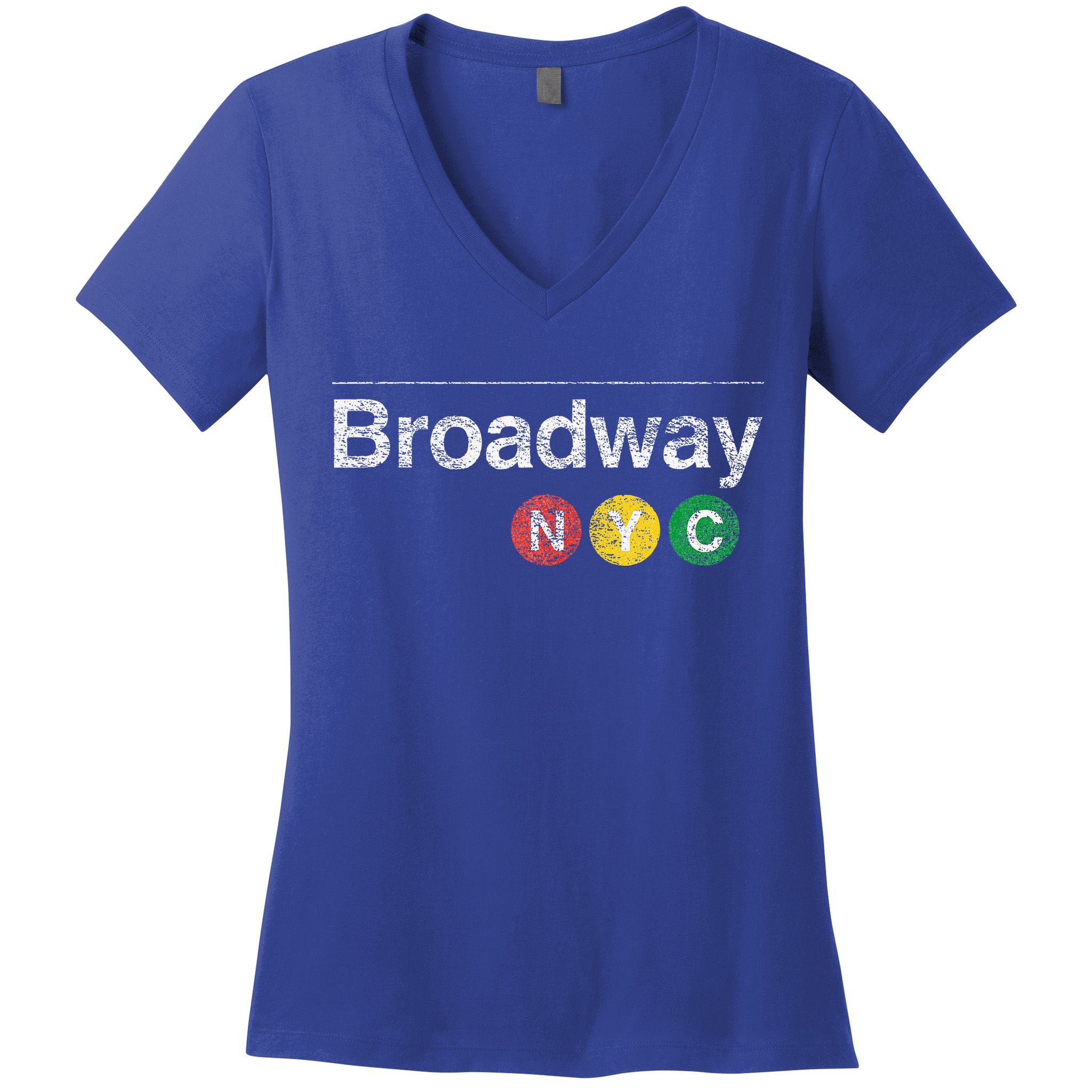 BROADWAY New York NYC Worn Design  Women's V-Neck T-Shirt