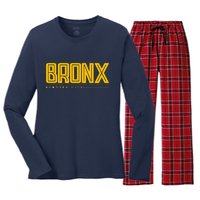 Bronx New York City Logo Women's Long Sleeve Flannel Pajama Set 