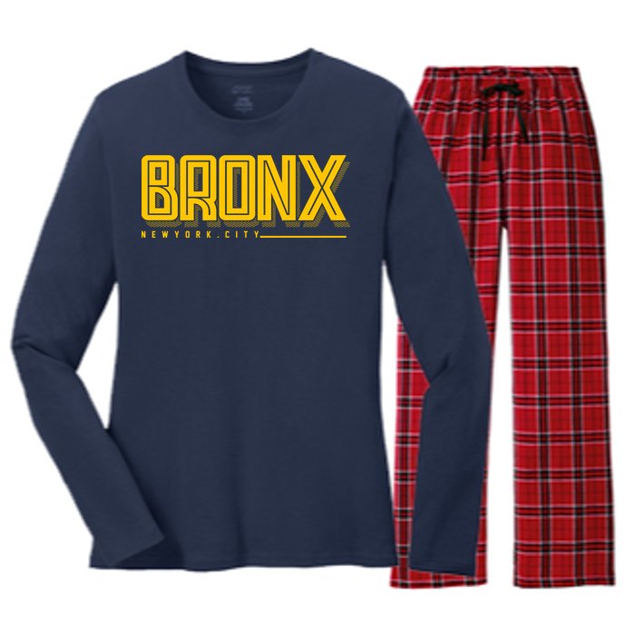 Bronx New York City Logo Women's Long Sleeve Flannel Pajama Set 