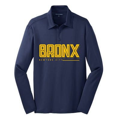 Bronx New York City Logo Silk Touch Performance Long Sleeve Polo