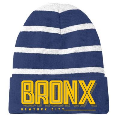 Bronx New York City Logo Striped Beanie with Solid Band