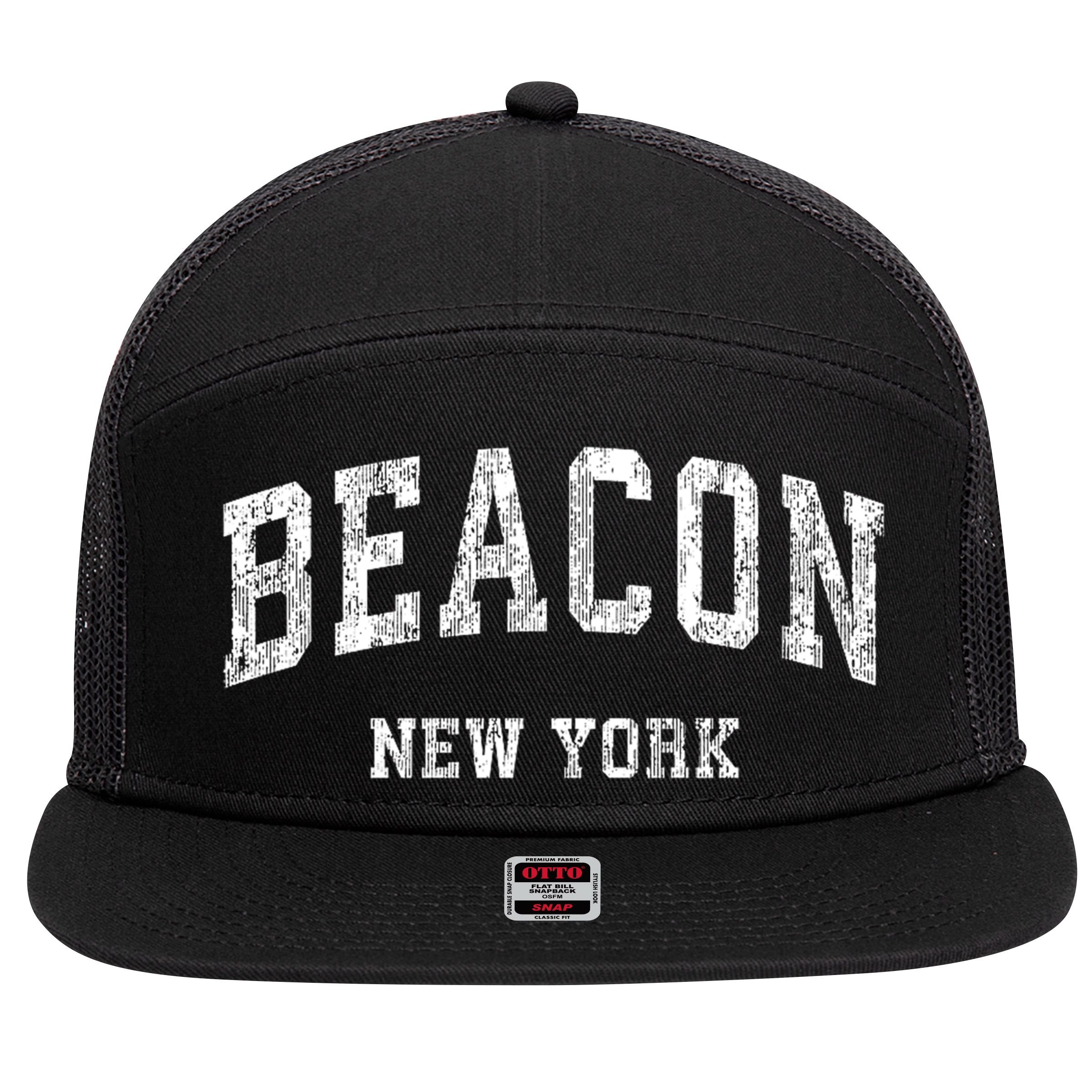 Beacon New York Ny Vintage Varsity Sports 7 Panel Mesh Trucker Snapback Hat