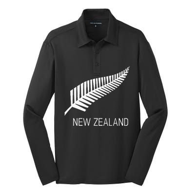 Black New Zealand Fern S Black Proud Kiwi Nz Rugby Silk Touch Performance Long Sleeve Polo