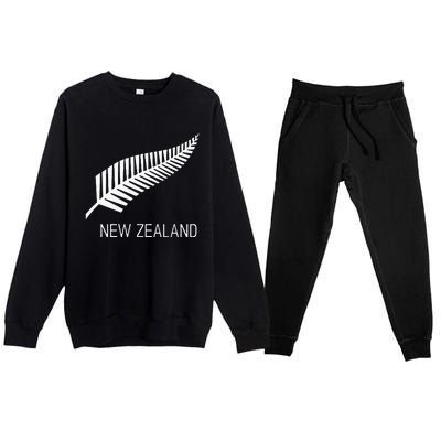 Black New Zealand Fern S Black Proud Kiwi Nz Rugby Premium Crewneck Sweatsuit Set