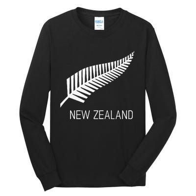 Black New Zealand Fern S Black Proud Kiwi Nz Rugby Tall Long Sleeve T-Shirt