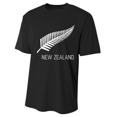 Black New Zealand Fern S Black Proud Kiwi Nz Rugby Performance Sprint T-Shirt