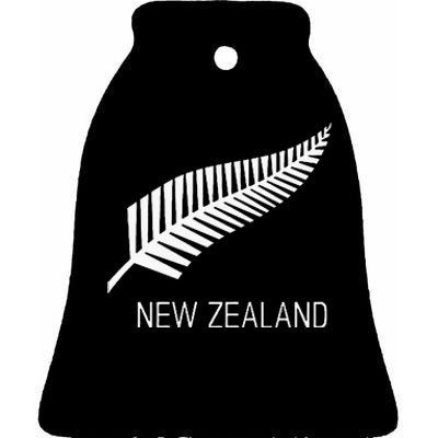 Black New Zealand Fern S Black Proud Kiwi Nz Rugby Ceramic Bell Ornament