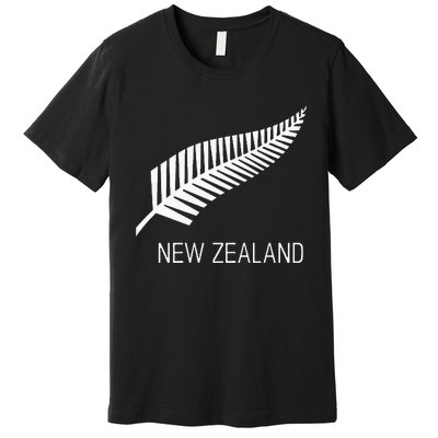 Black New Zealand Fern S Black Proud Kiwi Nz Rugby Premium T-Shirt