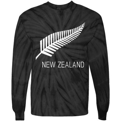 Black New Zealand Fern S Black Proud Kiwi Nz Rugby Tie-Dye Long Sleeve Shirt