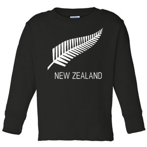 Black New Zealand Fern S Black Proud Kiwi Nz Rugby Toddler Long Sleeve Shirt