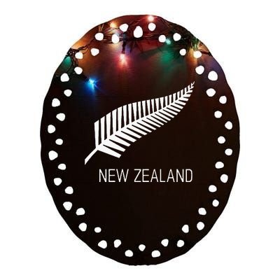 Black New Zealand Fern S Black Proud Kiwi Nz Rugby Ceramic Oval Ornament