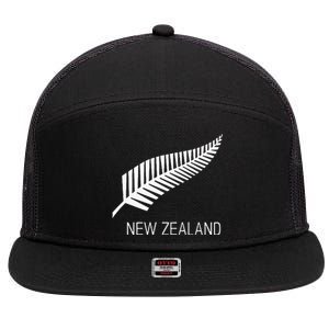 Black New Zealand Fern Black Proud Kiwi Nz Rugby 7 Panel Mesh Trucker Snapback Hat